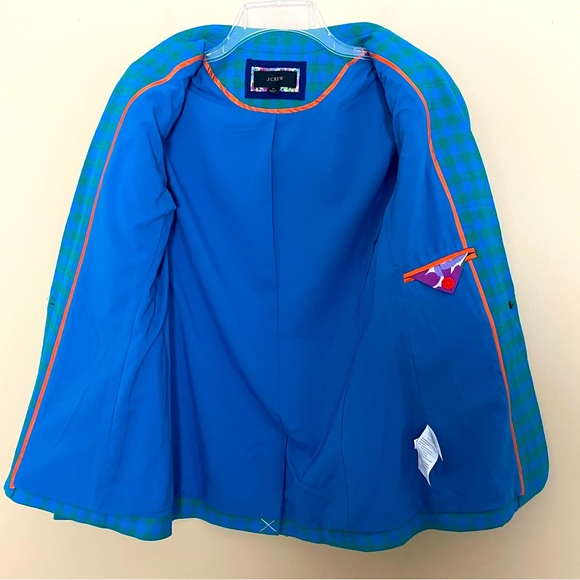 J. Crew Parke Plaid Blazer Size 0 Deep Blue Gingham Preppy Academia Office Retro - Picture 12 of 15
